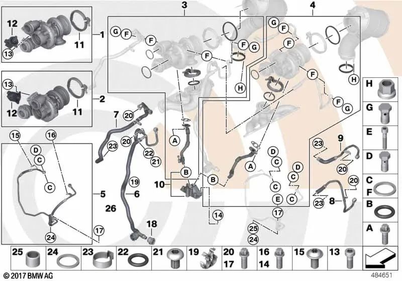 Buje Distanciador para BMW F07, F10, F11, F12, F13, F01, F02, F04, E70N, E71, E72 (OEM 11427593271). Original BMW.