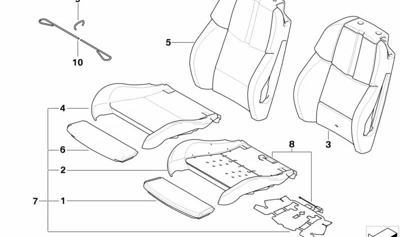 Parte acolchada respaldo derecho para BMW Serie 3 E93, E93N (OEM 52107841630). Original BMW