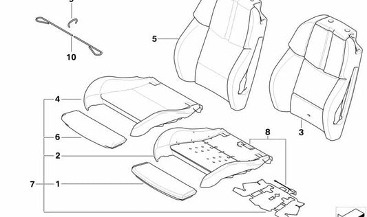 Funda de Asiento de Cuero Izquierda para BMW E93, E93N (OEM 52107843449). Original BMW