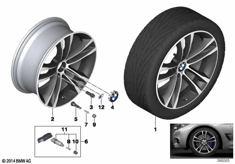 Light alloy wheel jet black uni for BMW 3 Series F34, F34N (OEM 36118094687). Original BMW.