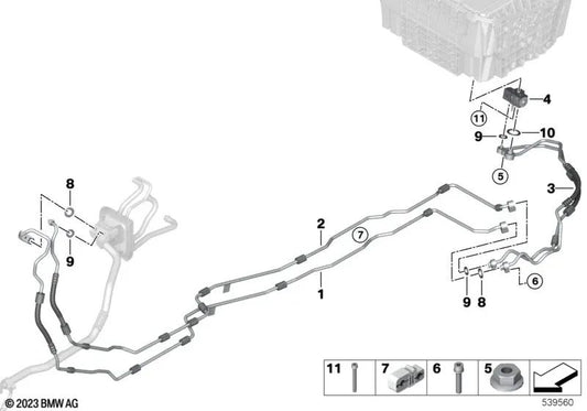 Tubería de succión subterránea para BMW Serie 3 G20, G21, G20N, G21N (OEM 64539395454). Original BMW.