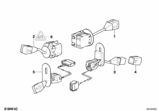 Windshield wiper switch for BMW 3 Series E36 (OEM 61311393304). Original BMW