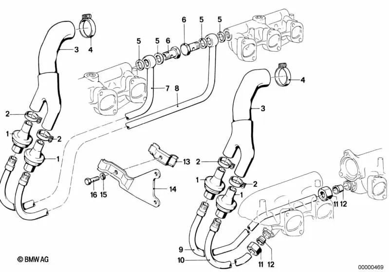 Pipe for BMW E12, E28, E24, E23 (OEM 11721267997). Genuine BMW