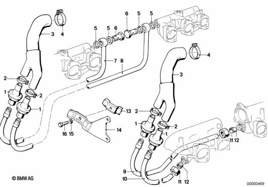 Pipe for BMW E12, E28, E24, E23 (OEM 11721267997). Genuine BMW