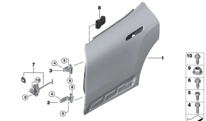 Rear Door Brake Rubber Stop OEM 51008491937 for BMW i20. Original BMW.