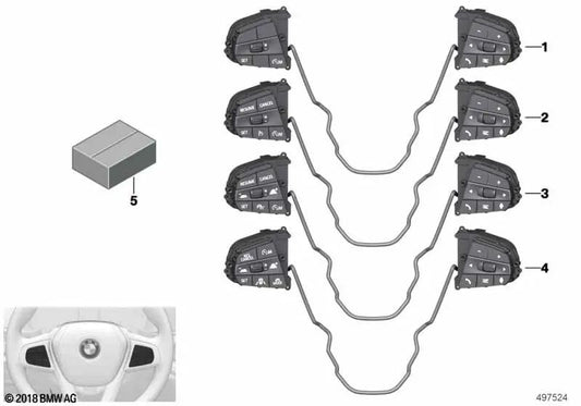 Interruptor Volante Multifuncional para BMW Serie 3 G20, G20N, G21, G21N, G28. Serie 4 G22, G23, G26 (OEM 61315A587B0). Original BMW.