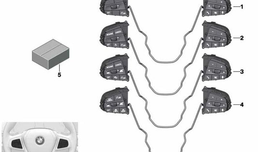 Interruptor Volante Multifuncional para BMW Serie 3 G20, G21 y Serie 4 G22, G23, G26 (OEM 61315A587A0). Original BMW.