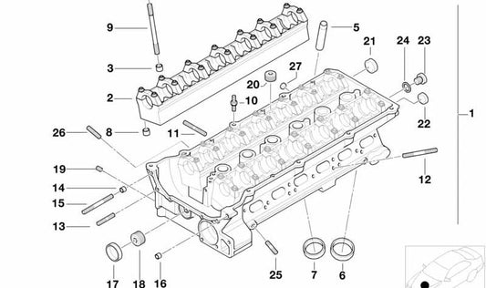 Culata completa OEM 11127514539 con soportes de fijación para BMW (E36, E46, E39, E60, Z3, E85). Original BMW