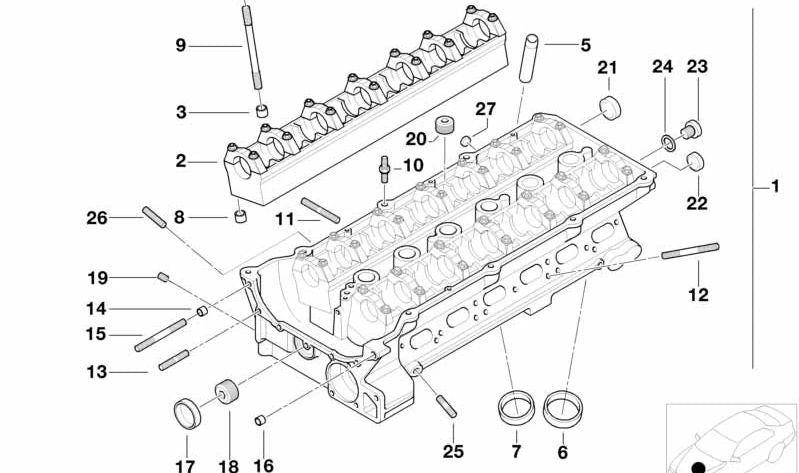 Parafuso de aspargos OEM 11127506203 para BMW E36, E46, E39, E60, E61, E38, E65, E66, E83, E53, Z3, E85. BMW original.