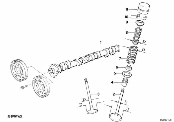 Árbol de levas de admisión para BMW Serie 3 E30 (OEM 11311727137). Original BMW