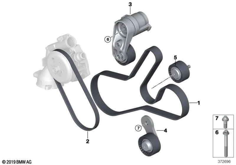 Correa Poly V para BMW F87N, F80, F80N, F82, F83 (OEM 11287848605). Original BMW