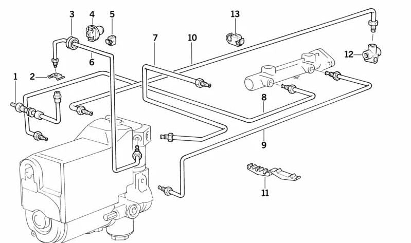 Tubería para BMW Serie 3 E21, Serie 5 E12, E34 (OEM 34321153845). Original BMW