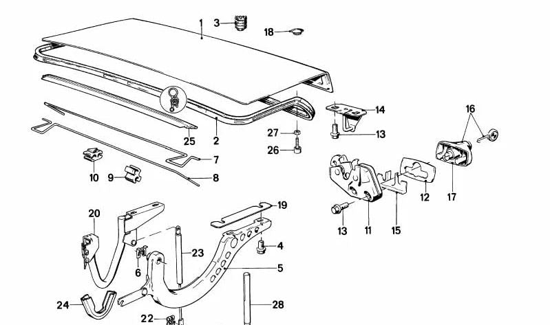 Amortiguador de gas para capó OEM 51248103118 para BMW E30. Original BMW.