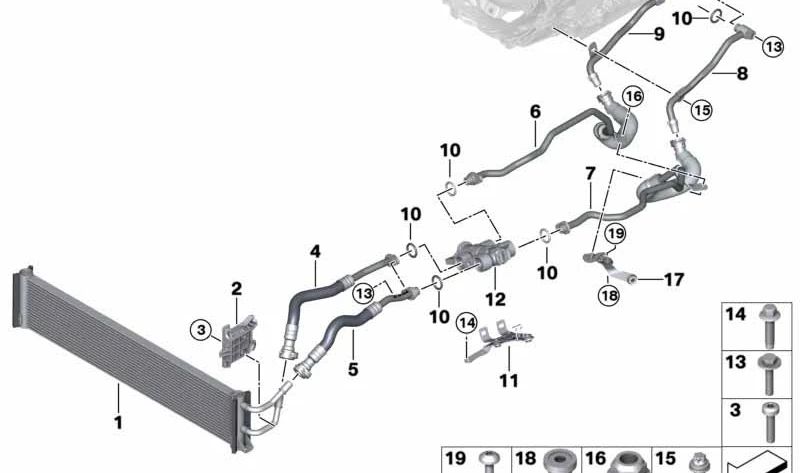 Tubería de Retorno del Enfriador para BMW G12, G12N (OEM 17228635598). Original BMW