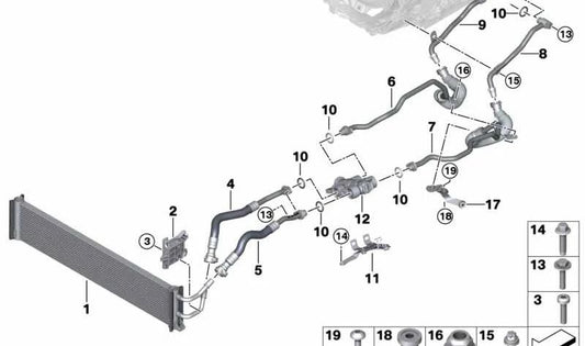 TUBO DI RITORNO DEL FRIGRIERATORE OLIO DI TRASMISSIONE OEM 17228602391 per BMW G12. BMW originale.