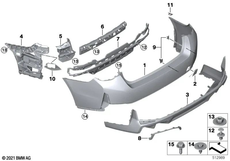 Listón de acento trasero izquierdo para BMW F30, F10, F20 (OEM 51125A09997). Original BMW