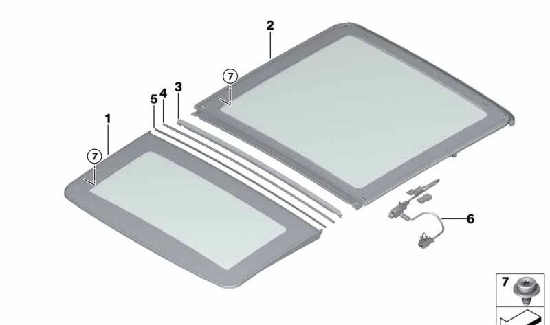 OEM 54109466707 front solar roof for BMW G07. Original BMW.