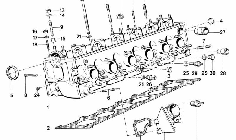 Juego de juntas para la cabeza de cilindro para BMW E30, E28 (OEM 11122243877). Original BMW