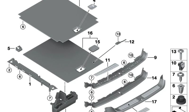 Trunk Floor Cover for BMW F25, F26 (OEM 51477245209). Original BMW