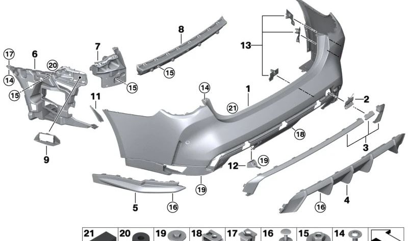 Heck Parksensor Kit (PDC/PMA) OEM 51128086599 für BMW G82, G83. Original BMW.