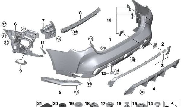 Kit sensor de aparcamiento trasero (PDC/PMA) OEM 51128086599 para BMW G82, G83. Original BMW.