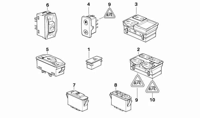 Combinación de Interruptores para BMW Serie 5 E34, Serie 7 E32 (OEM 61311379075). Original BMW.