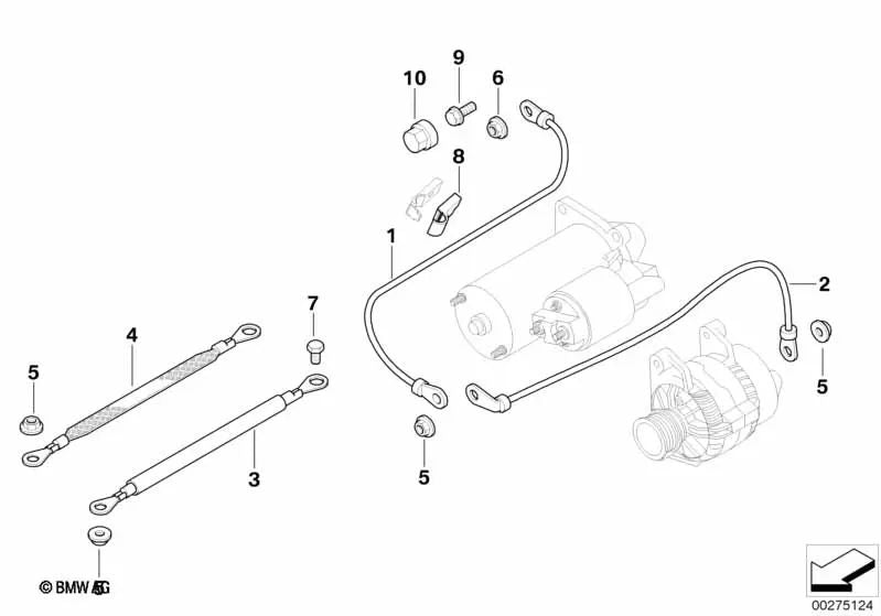 Cable de arranque para BMW Serie 5 E60, E61N, Serie 6 E63, E64 (OEM 12417835892). Original BMW