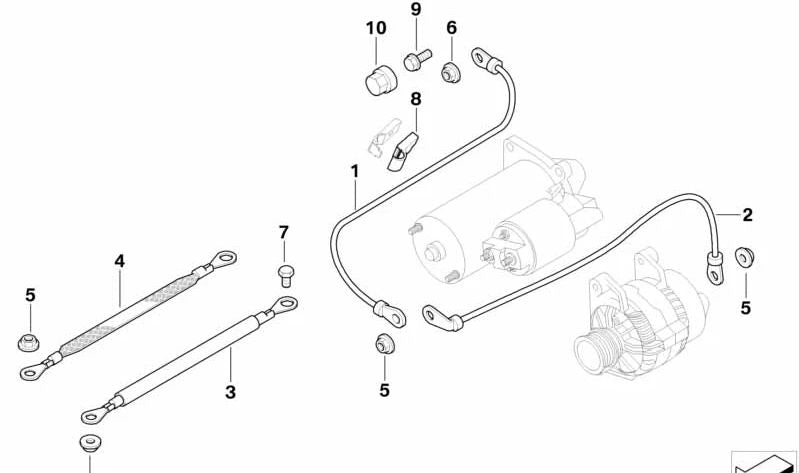 Cable de conexión generador-arranque OEM 12427839665 para BMW Serie 3 (E90, E92, E93). Original BMW.