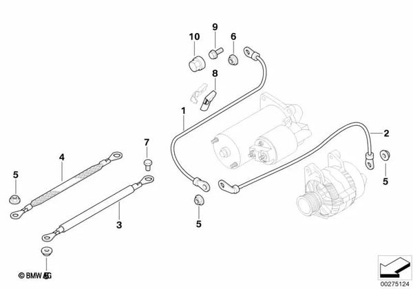 Cable Conector de Arranque B+ para varios modelos/series de BMW (OEM 12511438548). Original BMW