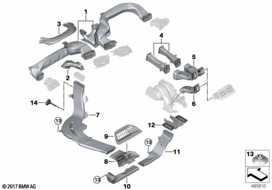 Conducto de aire trasero izquierdo para BMW G38, G11, G12 (OEM 51477458017). Original BMW