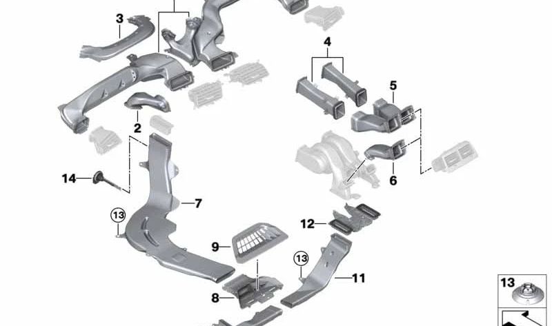 Conducto de ventilación trasero izquierdo OEM 51477458023 para BMW G38, G11, G12. Original BMW.