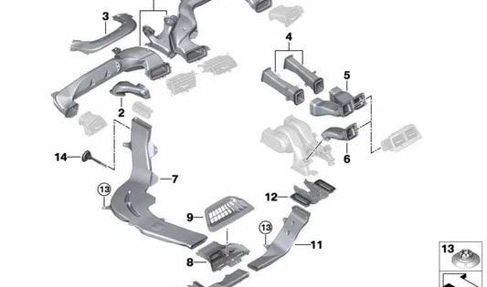 Luftkanalabdeckung hinten links für BMW 5er G38, G38N 7er G11, G11N, G12, G12N (OEM 51477390747). Original BMW