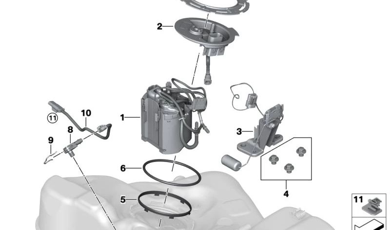 Unidad de alimentación con bomba interna para BMW Serie 7 G70 (OEM 16115A06487). Original BMW