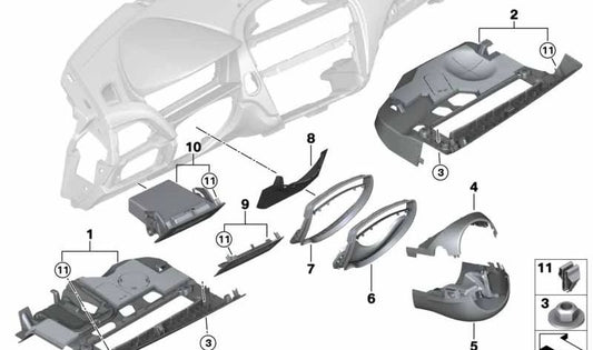 Doublage inférieur du côté passager OEM 51459236605 pour BMW F22, F23, F87. BMW d'origine.