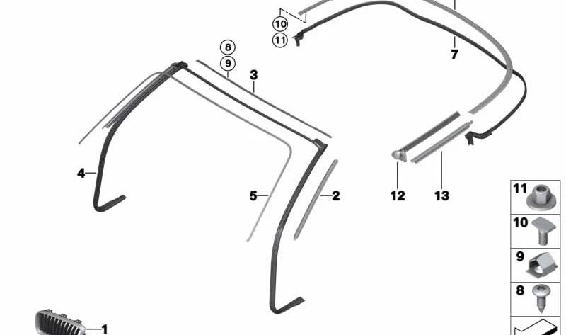 Cubierta de ranura exterior derecha para BMW F23 (OEM 51377346720). Original BMW