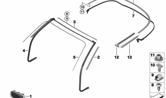 Right outer slot cover for BMW F23 (OEM 51377346720). Original BMW