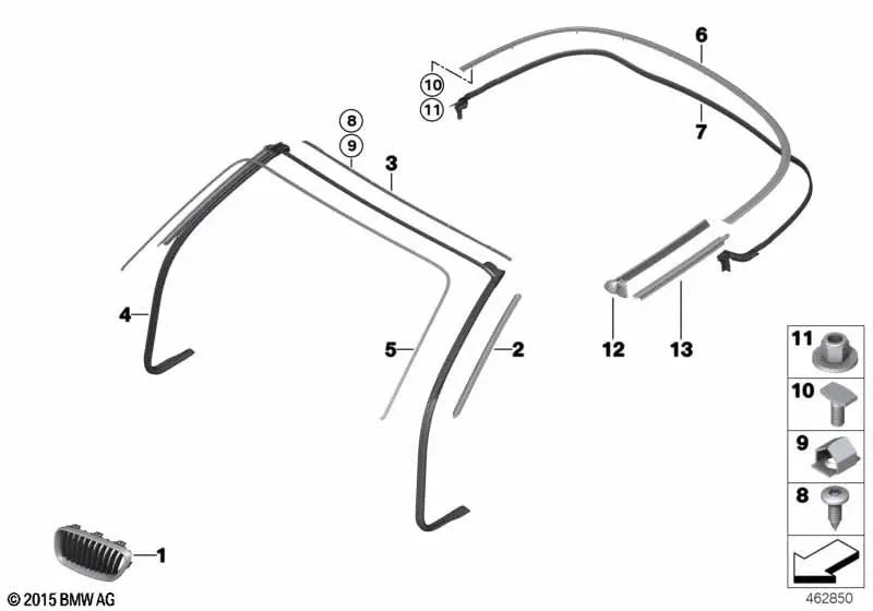 Sellado Tapa de la Capota para BMW F23, F23N (OEM 51177310944). Original BMW