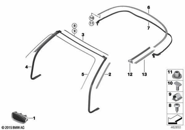 Moldura de parabrisas superior para BMW Serie 2 F23, F23N (OEM 51217267941). Original BMW