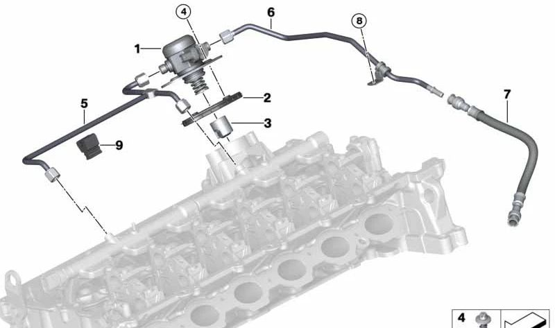 Tubería de alta presión de combustible OEM 13538605242 para BMW F20, F21, F22, F23, F30, F31, F34, F32, F33, F36, G30, G31, G32, G11, G12, G01, G02. Original BMW.