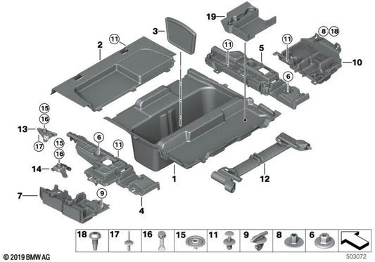 Tapa protectora con resorte para BMW Serie 3 F31, F31N (OEM 51477352380). Original BMW.