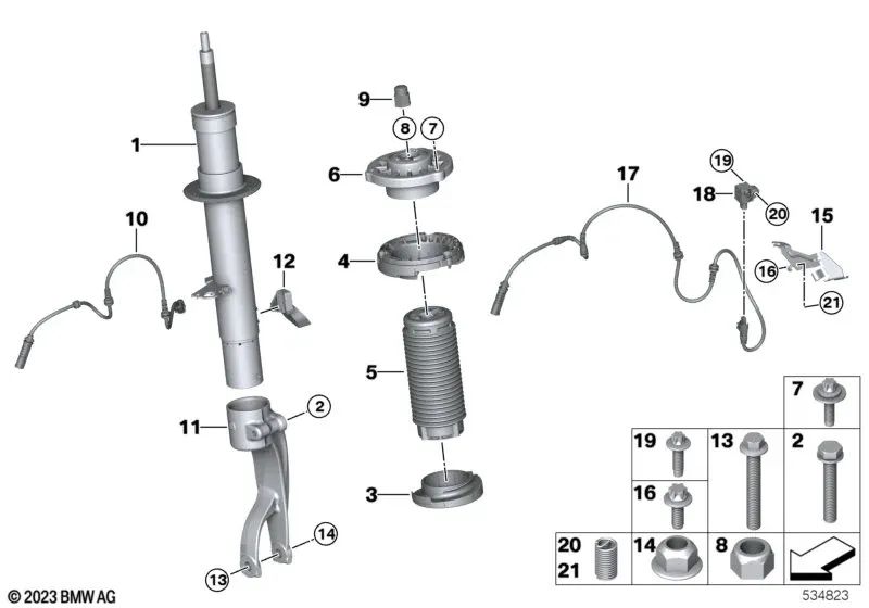 Soporte del Sensor de Velocidad de la Rueda Izquierdo para BMW X5 F95, G05, X6 G06, X7 G07, XM G09 (OEM 34526883125). Original BMW