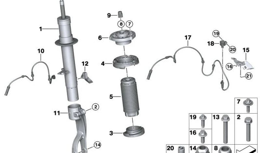 Halterung für rechten Raddrehzahlsensor für BMW F95, G05, X6 G06, X7 G07, XM G09 (OEM 34526883126). Original BMW