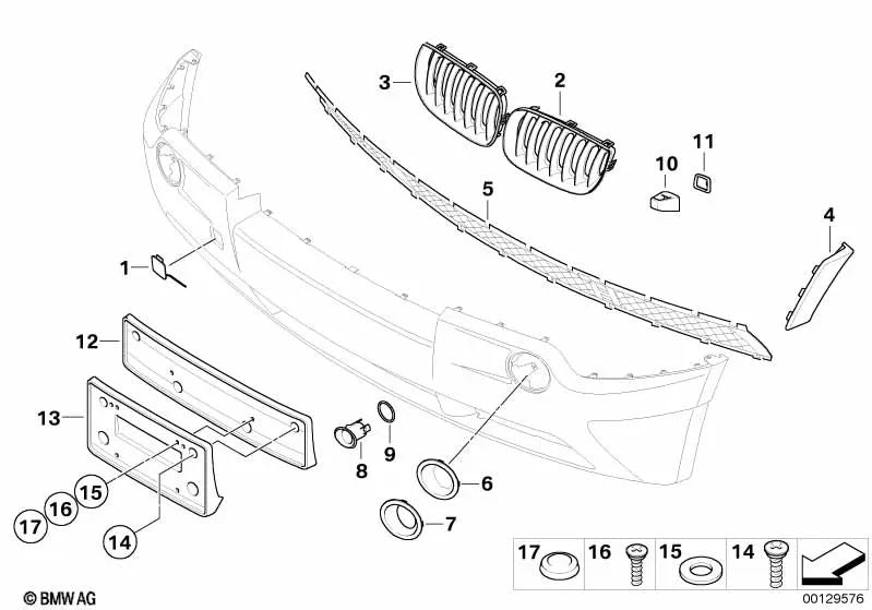 Soporte PDC Convertidor delantero centro derecha para BMW X3 E83 (OEM 51113402846). Original BMW