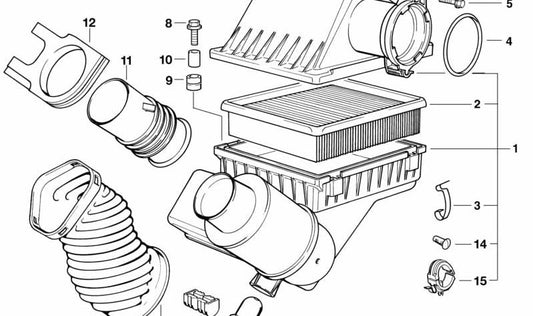 Amortiguador de ruido de admisión para BMW E34, E32 (OEM 13711736488). Original BMW