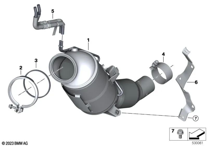 Catalytic Converter Bracket Near Engine for BMW 5 Series G60, X6 G06N (OEM 18325A17CB6). Original BMW