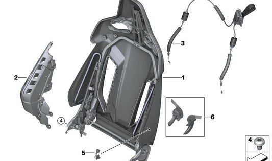 Estructura lateral derecha OEM 52108067466 para BMW G82, G83, F91, F92. Original BMW