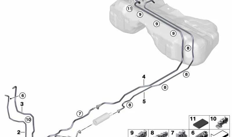 Rear Fuel Feed Pipe for BMW G30, G31 (OEM 16127373616). Original BMW