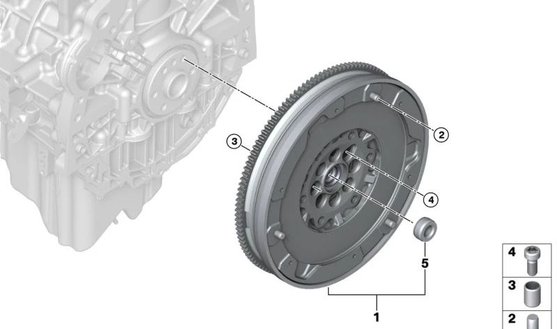 Volante Bimasa para BMW Serie 1 E81, E82, E87, E88, Serie 3 E90, E91, E92, E93, Serie 5 E60, F10, F11, F18, Serie 6 E63, E64, X1 E84, X3 E83N, Z4 E85, E86, E89 (OEM 21207573785). Original BMW