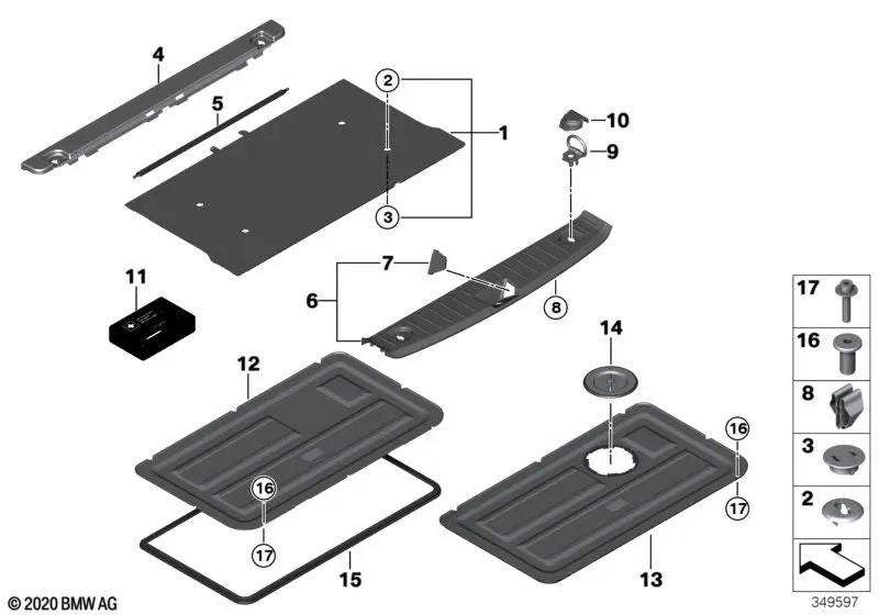 Suelo del maletero para BMW i I01, I01N (OEM 51487362862). Original BMW.