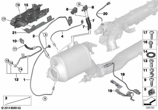 Soporte de manguera para BMW Serie 3 F30, F30N, F31, F31N, F34, F34N, Serie 4 F32, F32N, F33, F33N, F36, F36N, Serie 5 F07, F10, F11, Serie 6 F06, F12, F13, Serie 7 F01N, X3 F25, X4 F26 (OEM 13628572118). Original BMW.